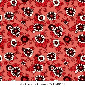 Seamless floral pattern. Red abstract background.