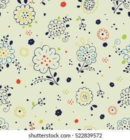 Seamless floral pattern with red background/can be used for kid's or baby's shirt design/fashion print design/fashion graphic/t-shirt/kids wear