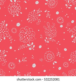 Seamless floral pattern with red background/can be used for kid's or baby's shirt design/fashion print design/fashion graphic/t-shirt/kids wear