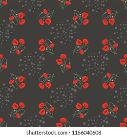 Seamless floral pattern with red beautiful poppy flowers. For textiles or covers for books, clothes, wallpapers, printing, gift wrapping.