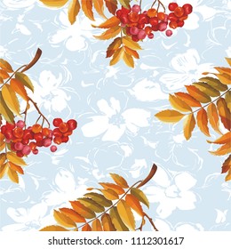 Nahtlose Blütenmuster mit roten Beeren und Ästen verbleiben auf buntem Hintergrund Vektor Illustration