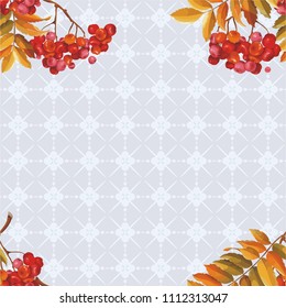 Seamless floral pattern with Red berries and branches leaver on colorful background Vector Illustration