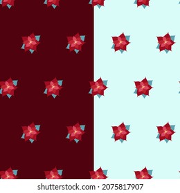Seamless floral pattern of red Christmas flower. Vector cute illustration for decor, postcard, print and background
