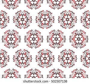 Seamless floral pattern. red color, vector graphic illustration. Ethnic arabic indian ornament. For wallpaper, brochure, web page background.