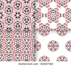 Seamless floral pattern. red color, vector graphic illustration. Ethnic arabic indian ornament. For wallpaper, brochure, web page background. set of 4 pattern