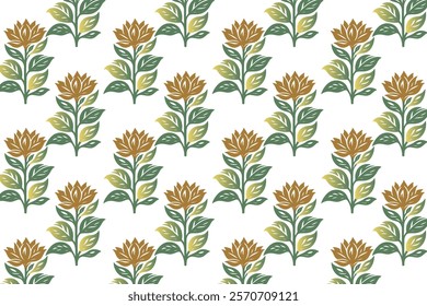 seamless floral pattern with red dahlias, lush green leaves, and delicate blossoms ideal for fabric, wallpaper, wrapping, and nature-inspired prints