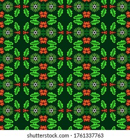 seamless floral pattern with red flower