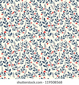 Seamless Floral Pattern With Red Flowers