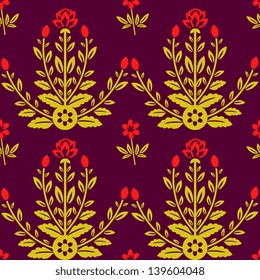 Seamless floral pattern with red flowers