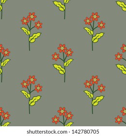 Seamless floral pattern with red flowers