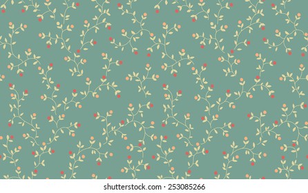 Seamless Floral Pattern With Red Flowers On Monochrome Background