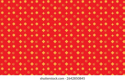 Seamless floral pattern with red flowers for decorative wallpaper and fabric design
