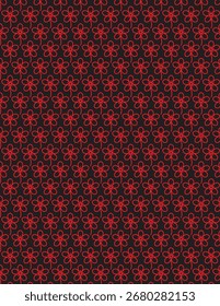 Seamless Floral Pattern: Red Flowers on Black Background