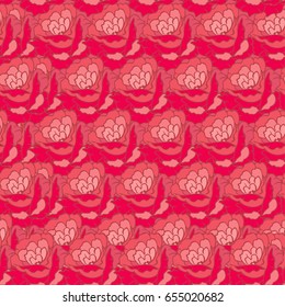 Seamless Floral pattern with red flowers. Stock vector illustration.