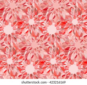 Seamless floral pattern with red guilloche flowers. Ruby crystal seamless guilloche pattern or background. Vector illustration