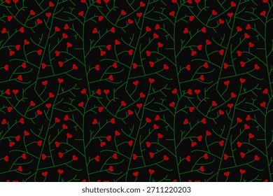 Um padrão floral perfeito com corações vermelhos. Conceito de amor brilhante. O passado de Valentine.