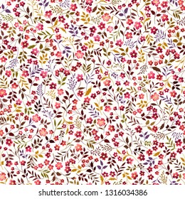 seamless floral pattern with red meadow flowers