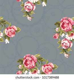 Seamless floral pattern with red peony Vector Illustration