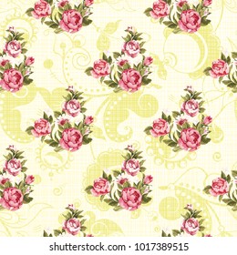 Seamless floral pattern with red peony Vector Illustration