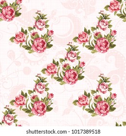 Seamless floral pattern with red peony Vector Illustration