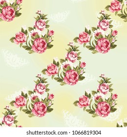 Seamless floral pattern with red peony Vector Illustration