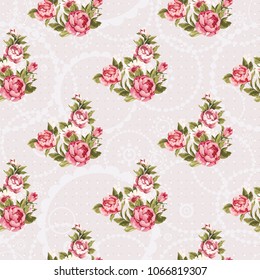 Seamless floral pattern with red peony Vector Illustration