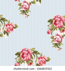 Seamless floral pattern with red peony Vector Illustration