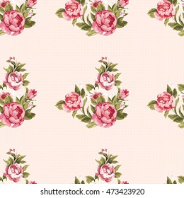 Patrón floral sin fisuras con peonía roja Vector Ilustración EPS8