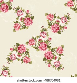 Seamless floral pattern with red peony Vector Illustration EPS8