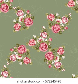 Seamless floral pattern with red peony Vector Illustration EPS8
