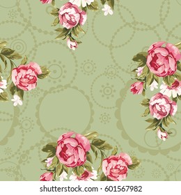 Seamless floral pattern with red peony Vector Illustration EPS8