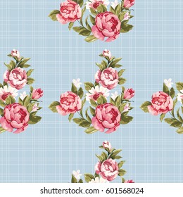 Nahtlose Blütenmuster mit roter Blume Vektor Illustration EPS8