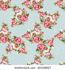 Seamless floral pattern with red peony Vector Illustration EPS8
