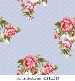 Patrón floral sin fisuras con peonía roja Vector Ilustración EPS8