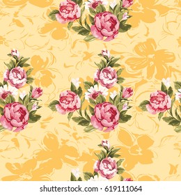 Seamless floral pattern with red peony Vector Illustration EPS8