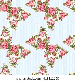 Seamless floral pattern with red peony Vector Illustration EPS8
