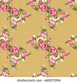 Seamless floral pattern with red peony Vector Illustration EPS8