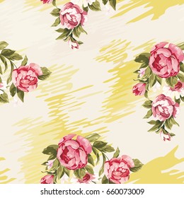 Seamless floral pattern with red peony Vector Illustration EPS8