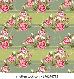 Patrón floral sin fisuras con peonía roja Vector Ilustración EPS8