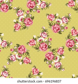 Seamless floral pattern with red peony Vector Illustration EPS8