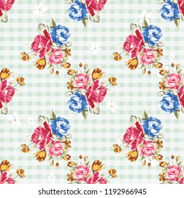 Seamless floral pattern with red and rose roses Vector Illustration