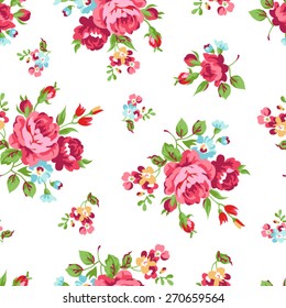 Seamless floral pattern with red rose