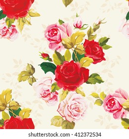 Seamless floral pattern red and rose Vector Illustration EPS8