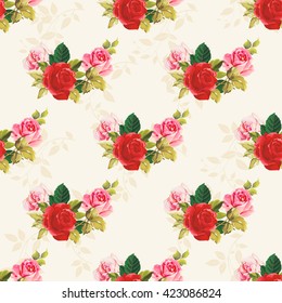 Seamless floral pattern red and rose Vector Illustration EPS8