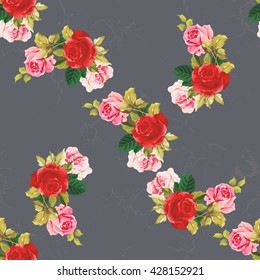 Seamless floral pattern red and rose Vector Illustration EPS8