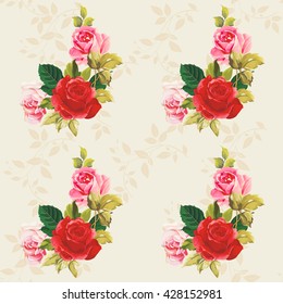 Patrón floral sin fisuras rojo y rosa Vector Ilustración EPS8