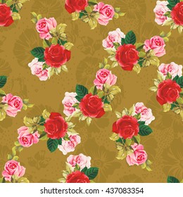 Seamless floral pattern red and rose Vector Illustration EPS8
