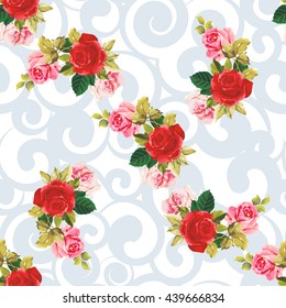 Seamless floral pattern red and rose Vector Illustration EPS8