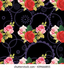 Padrão floral uniforme vermelho e rosa Vetor Ilustração EPS8