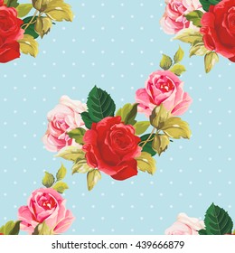 Patrón floral sin fisuras rojo y rosa Vector Ilustración EPS8